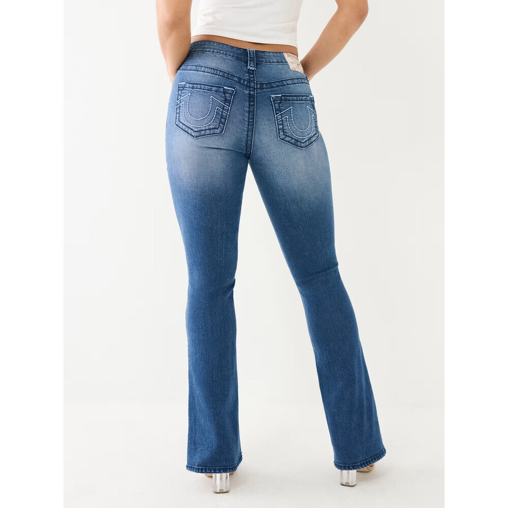 NEW! True Religion Women's 28 Becca Mid Rise Big T Bootcut Jean NWT $199 - Picture 3 of 5